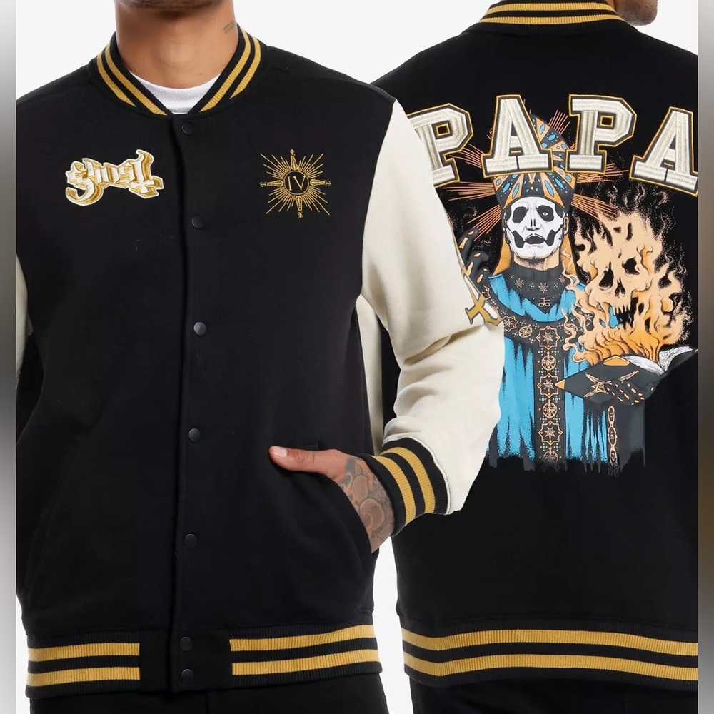 Unisex‎ Ghost Logos Varsity Jacket Hot Topic Papa Emeritus Nameless Ghoul